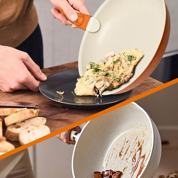 22-Piece Stackable Nonstick Cookware Set Orange/White Flake Finish - Picture 5 of 7